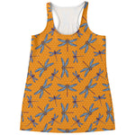 Polka Dot Dragonfly Pattern Print Women's Racerback Tank Top