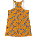 Polka Dot Dragonfly Pattern Print Women's Racerback Tank Top