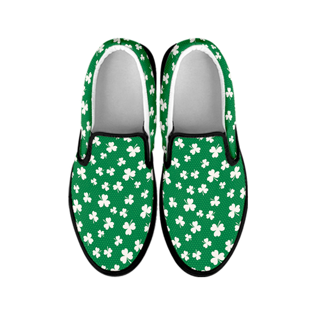 Polka Dot Irish St. Patrick's Day Print Black Slip On Shoes