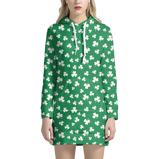 Polka Dot Irish St. Patrick's Day Print Hoodie Dress