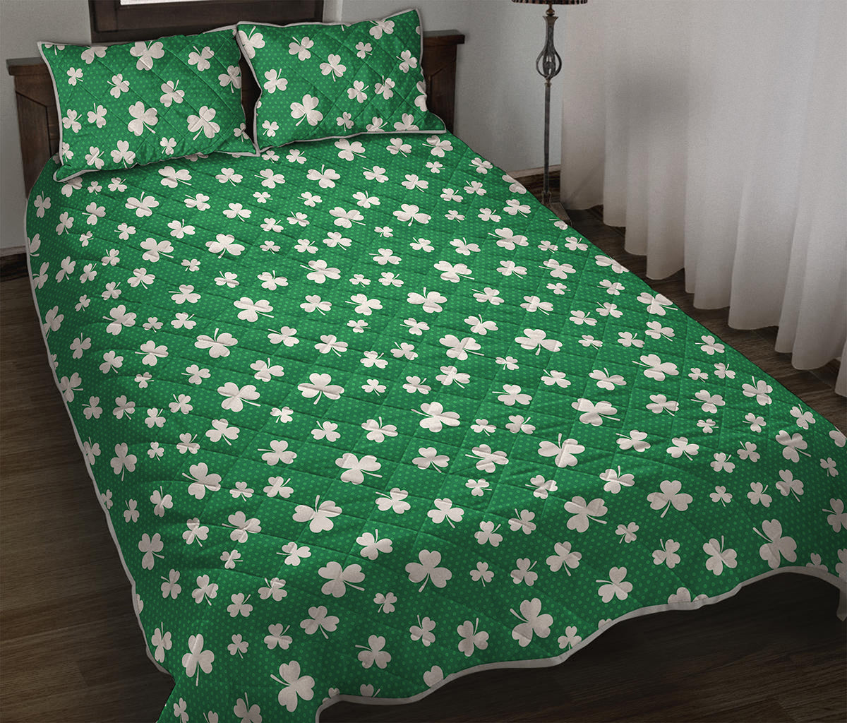 Polka Dot Irish St. Patrick's Day Print Quilt Bed Set
