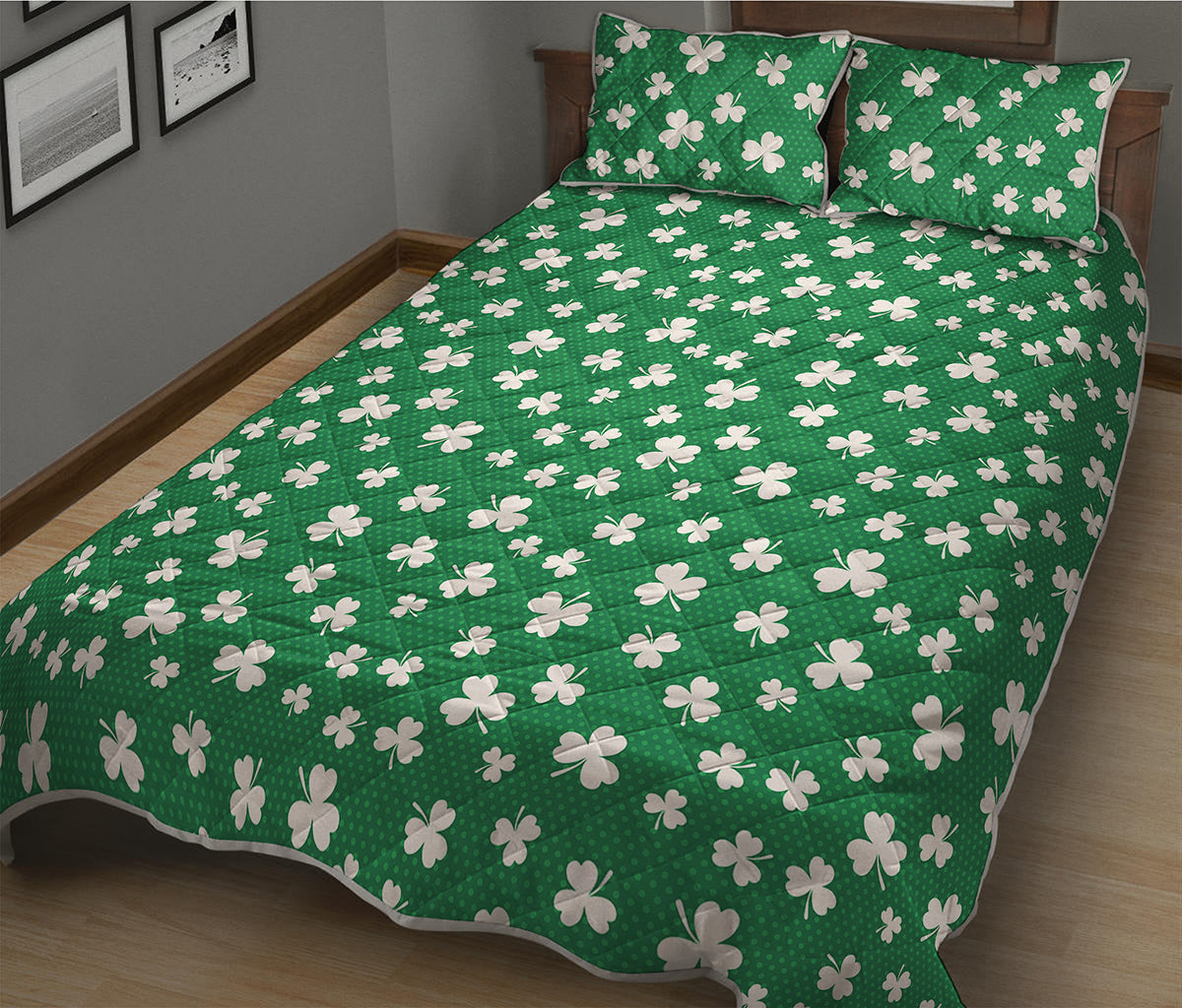 Polka Dot Irish St. Patrick's Day Print Quilt Bed Set