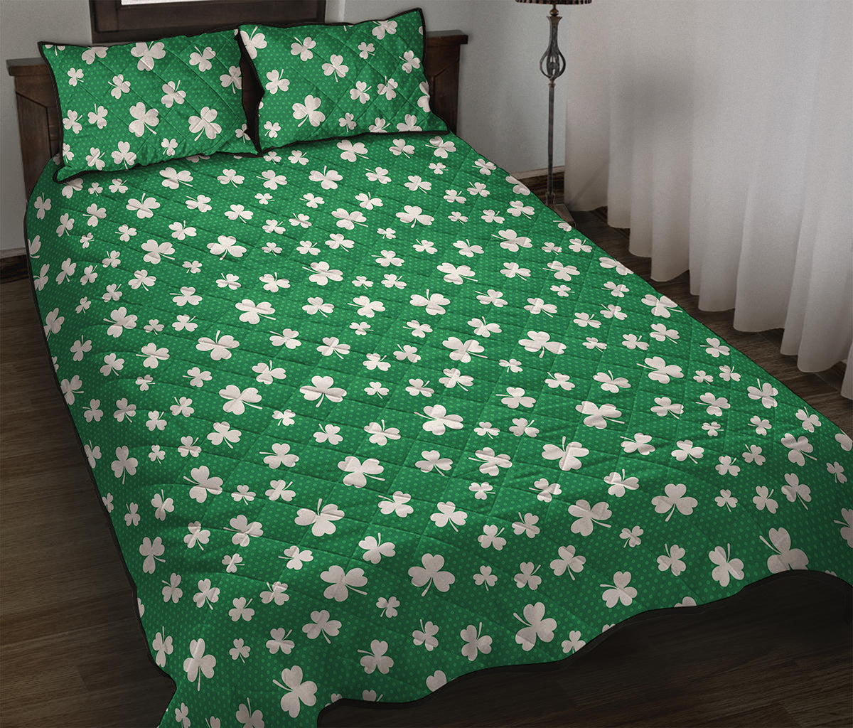 Polka Dot Irish St. Patrick's Day Print Quilt Bed Set