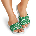 Polka Dot Irish St. Patrick's Day Print White Slide Sandals