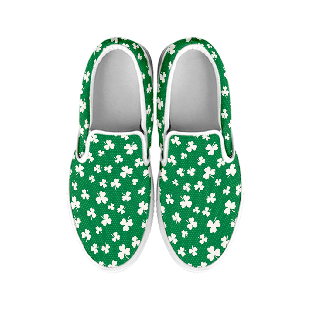 Polka Dot Irish St. Patrick's Day Print White Slip On Shoes