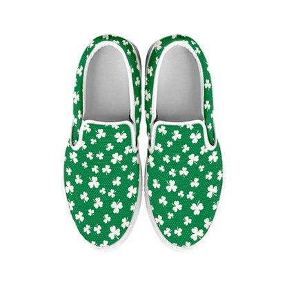 Polka Dot Irish St. Patrick's Day Print White Slip On Shoes