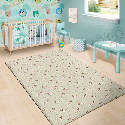 Polka Dot Jack Russell Terrier Print Area Rug