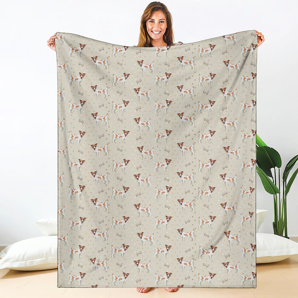 Polka Dot Jack Russell Terrier Print Blanket