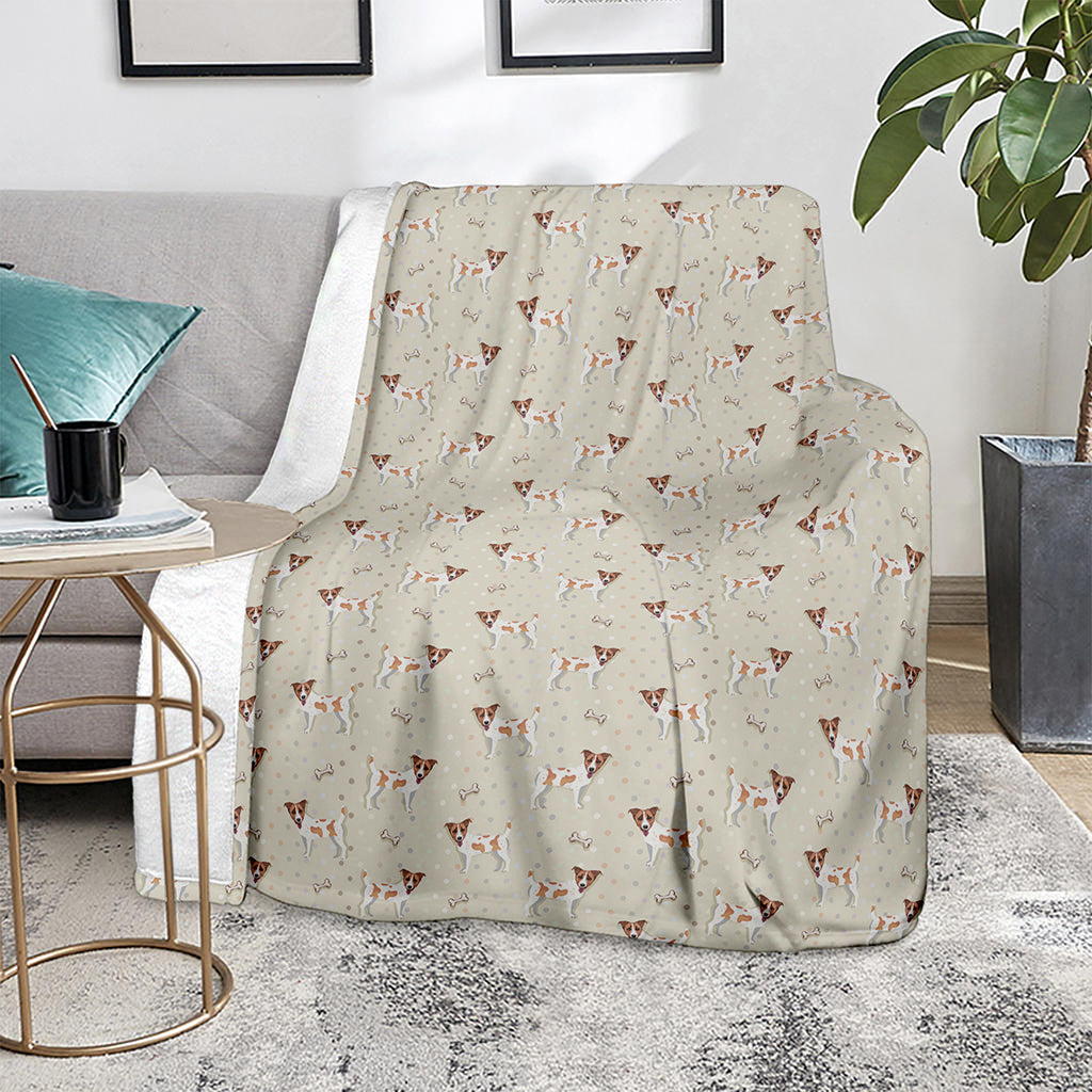 Polka Dot Jack Russell Terrier Print Blanket