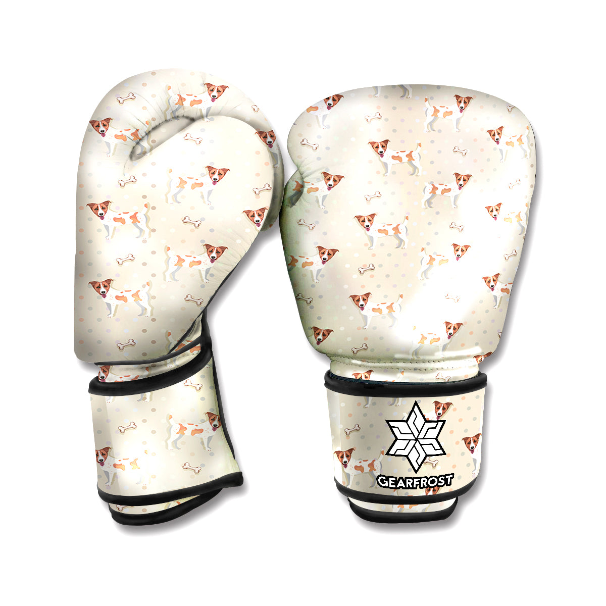 Polka Dot Jack Russell Terrier Print Boxing Gloves