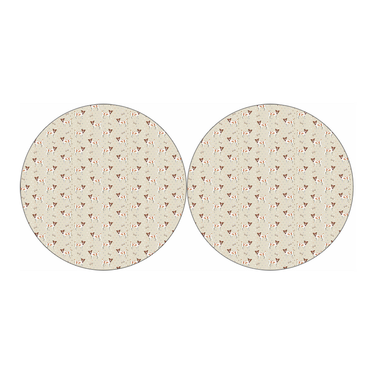 Polka Dot Jack Russell Terrier Print Car Coasters