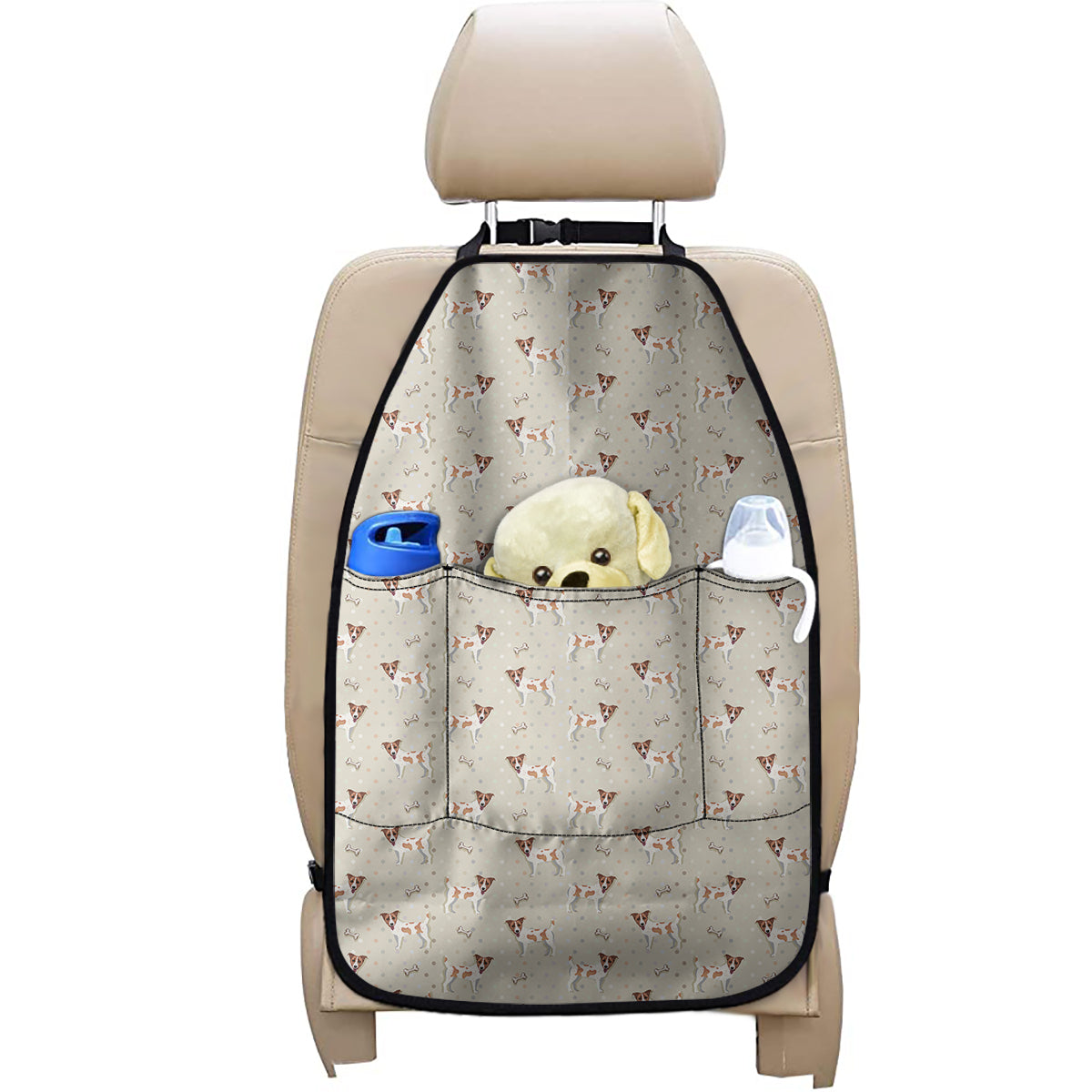 Polka Dot Jack Russell Terrier Print Car Seat Organizers