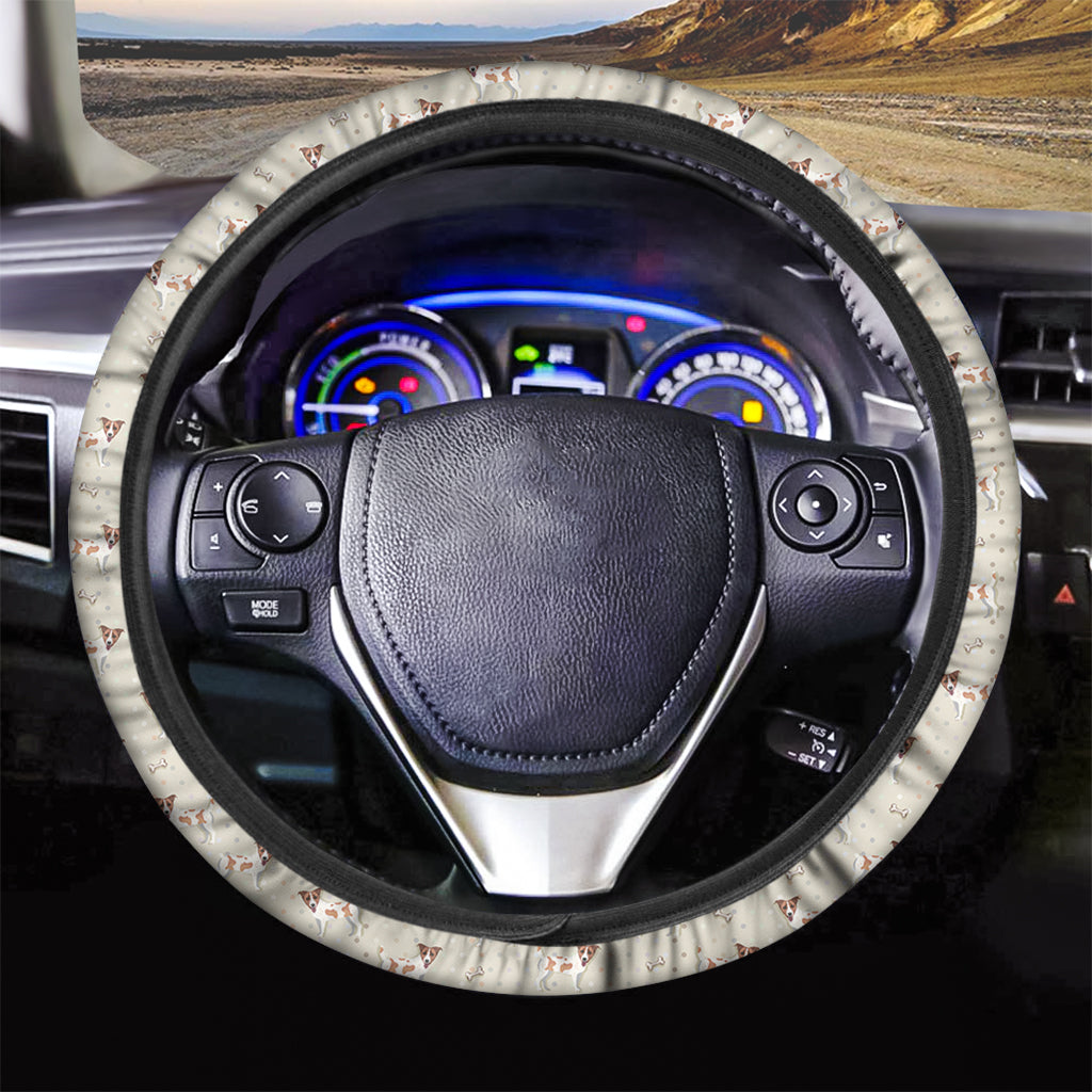 Polka Dot Jack Russell Terrier Print Car Steering Wheel Cover