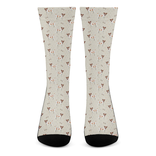 Polka Dot Jack Russell Terrier Print Crew Socks