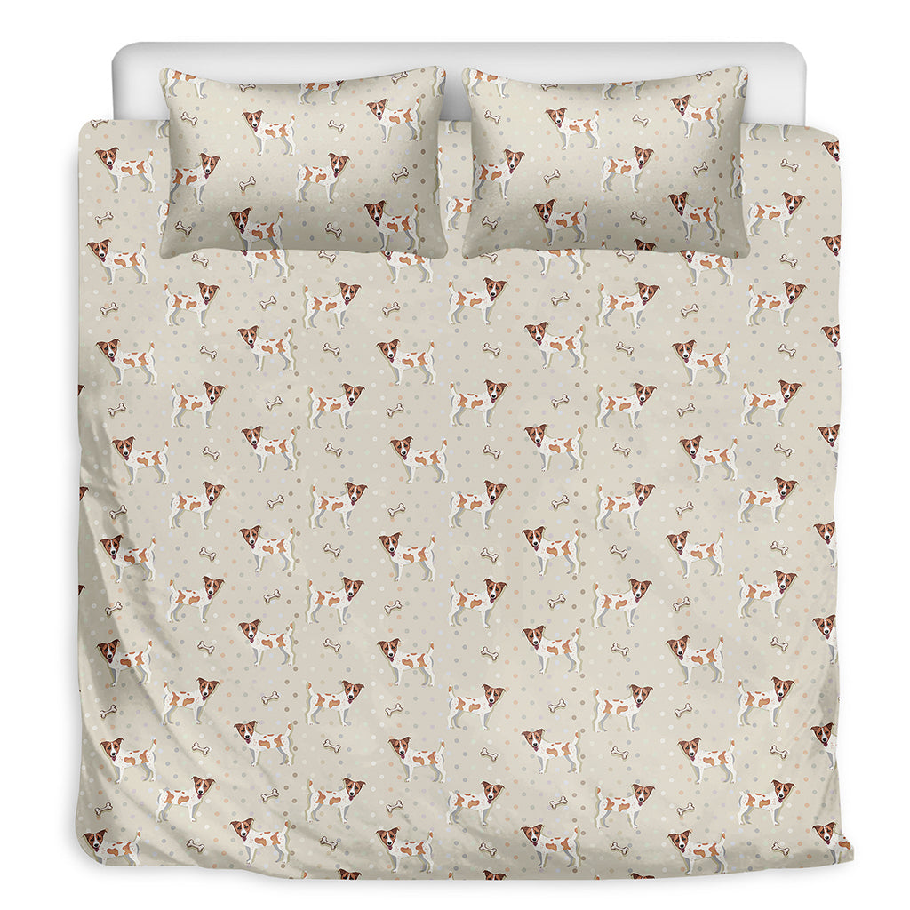 Polka Dot Jack Russell Terrier Print Duvet Cover Bedding Set