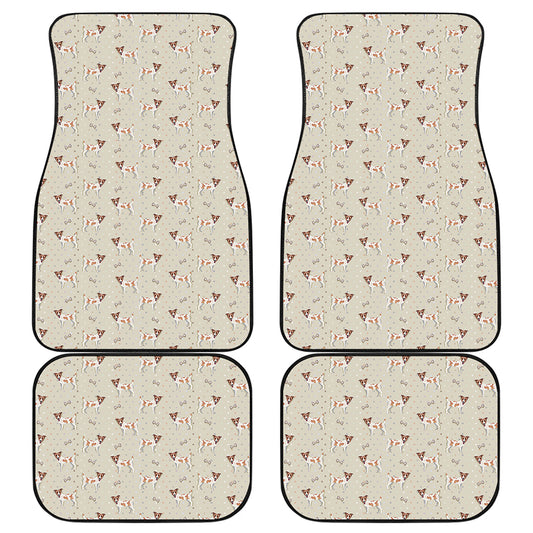 Polka Dot Jack Russell Terrier Print Front and Back Car Floor Mats