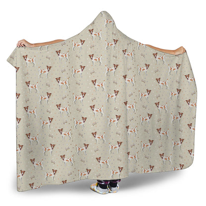 Polka Dot Jack Russell Terrier Print Hooded Blanket