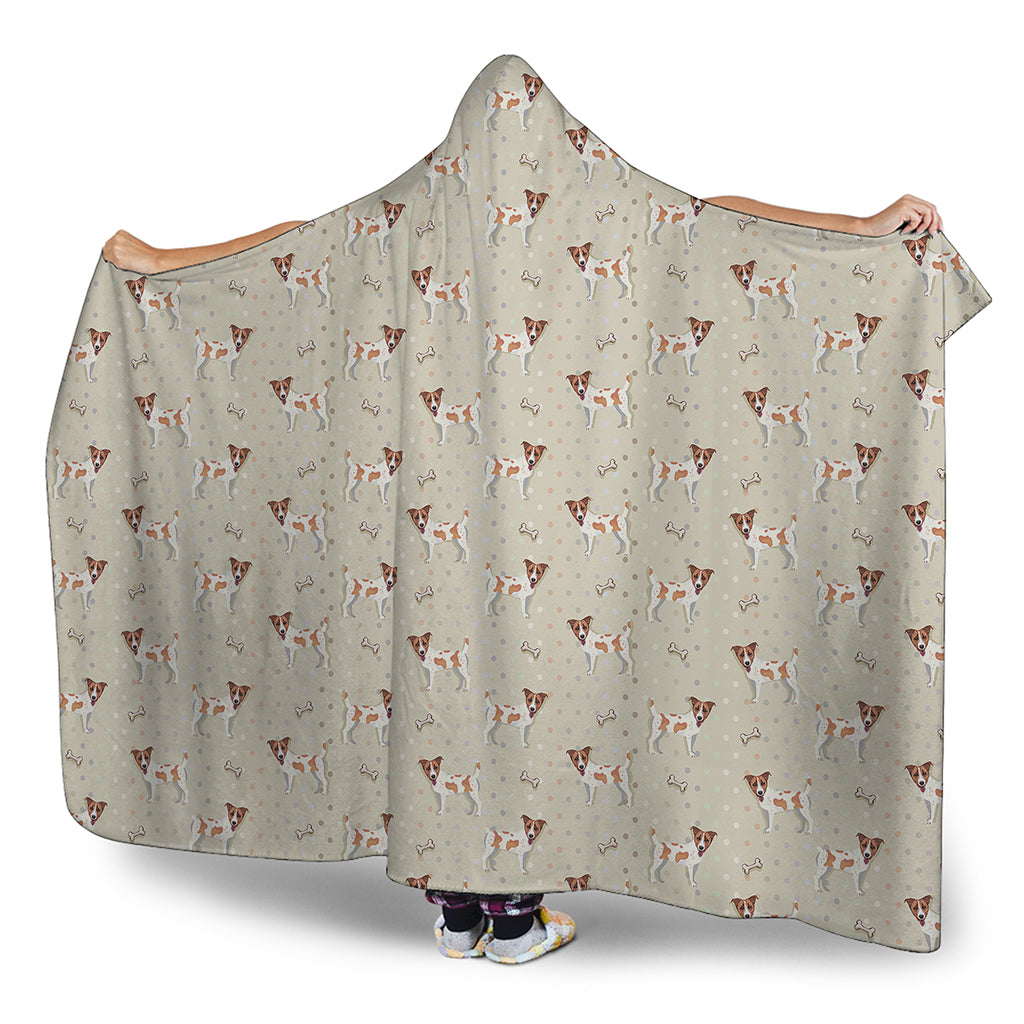 Polka Dot Jack Russell Terrier Print Hooded Blanket