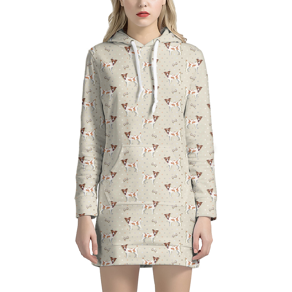 Polka Dot Jack Russell Terrier Print Hoodie Dress