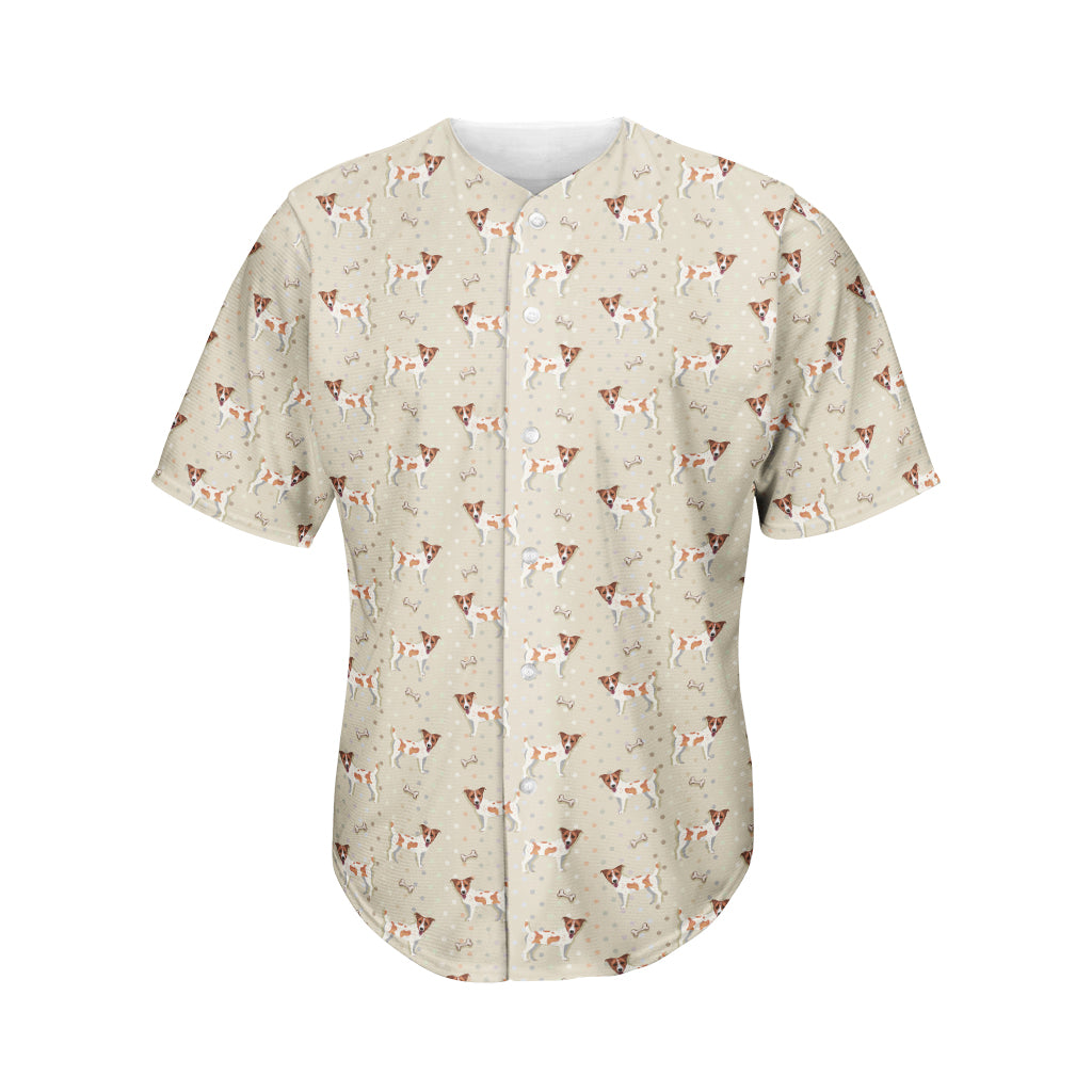 Polka Dot Jack Russell Terrier Print Men's Baseball Jersey