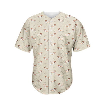 Polka Dot Jack Russell Terrier Print Men's Baseball Jersey