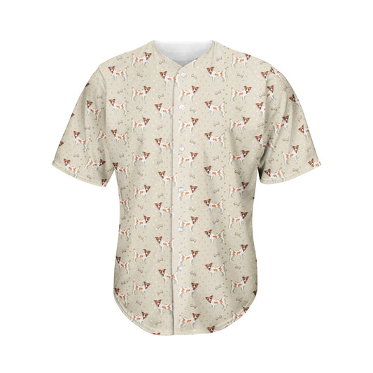 Polka Dot Jack Russell Terrier Print Men's Baseball Jersey