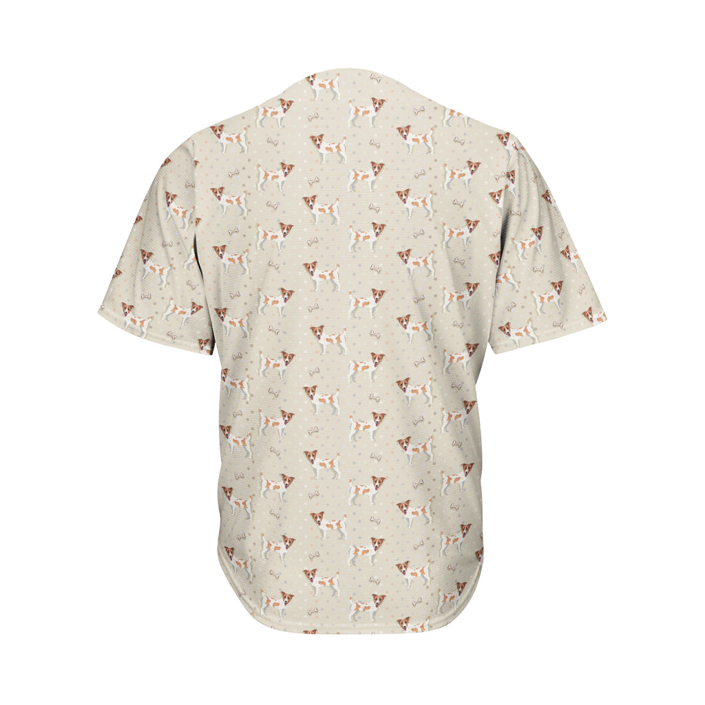 Polka Dot Jack Russell Terrier Print Men's Baseball Jersey