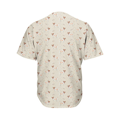Polka Dot Jack Russell Terrier Print Men's Baseball Jersey