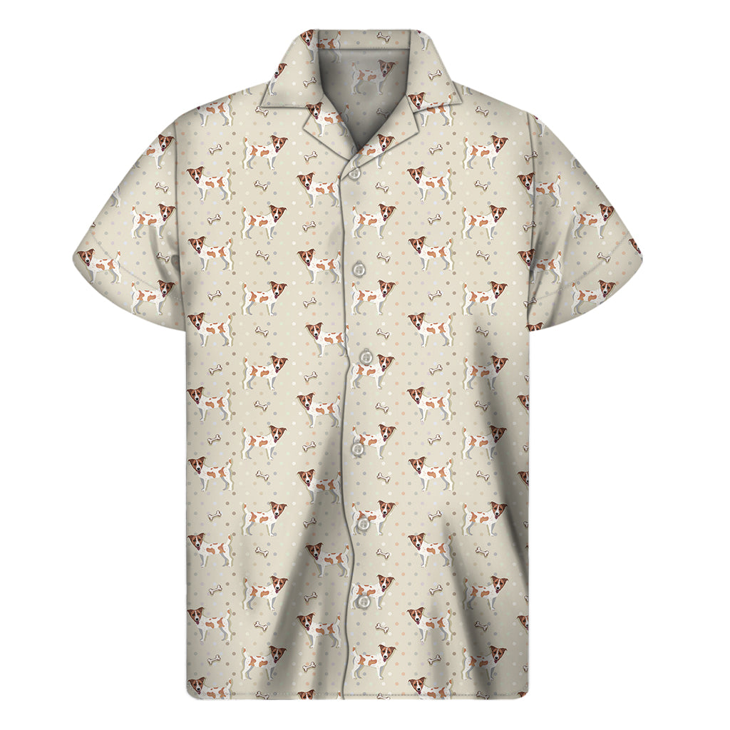 Polka Dot Jack Russell Terrier Print Men's Short Sleeve Shirt