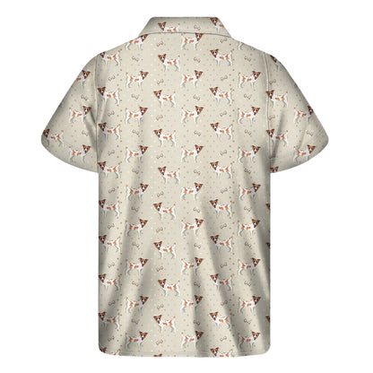 Polka Dot Jack Russell Terrier Print Men's Short Sleeve Shirt