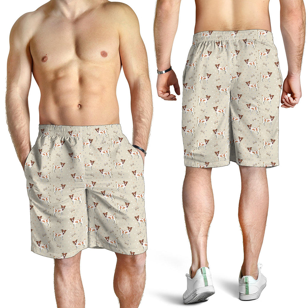 Polka Dot Jack Russell Terrier Print Men's Shorts