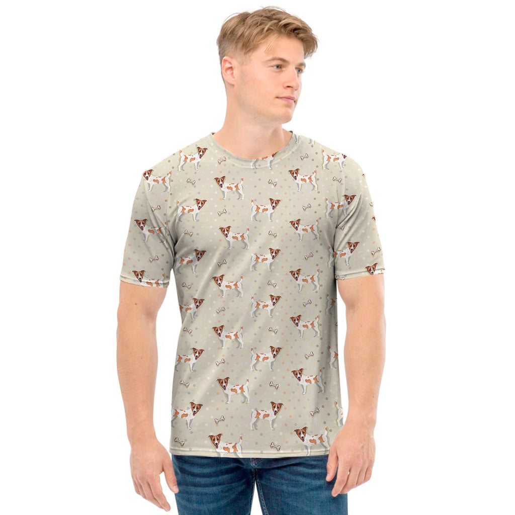 Polka Dot Jack Russell Terrier Print Men's T-Shirt