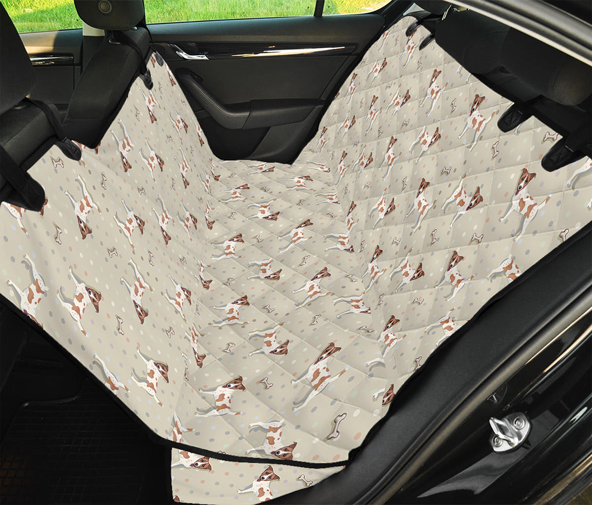 Polka Dot Jack Russell Terrier Print Pet Car Back Seat Cover