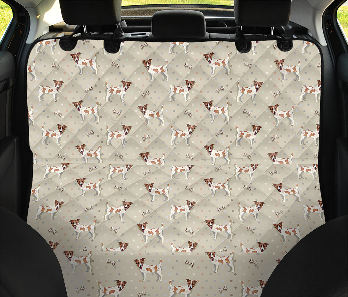 Polka Dot Jack Russell Terrier Print Pet Car Back Seat Cover