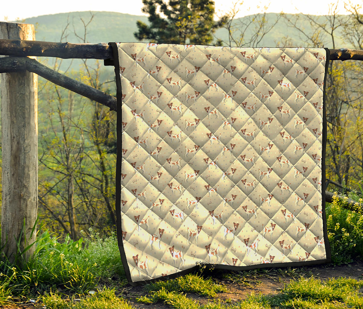 Polka Dot Jack Russell Terrier Print Quilt