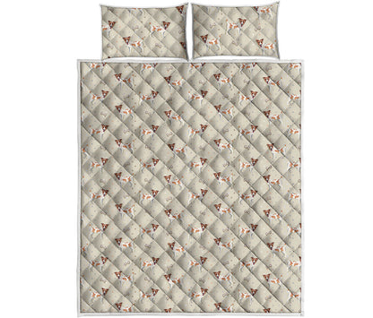 Polka Dot Jack Russell Terrier Print Quilt Bed Set