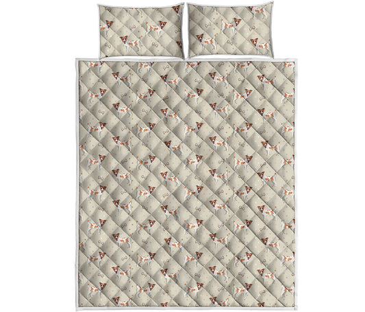 Polka Dot Jack Russell Terrier Print Quilt Bed Set