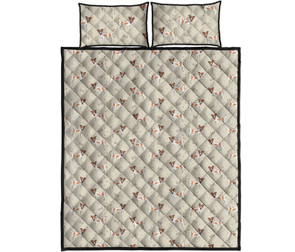 Polka Dot Jack Russell Terrier Print Quilt Bed Set