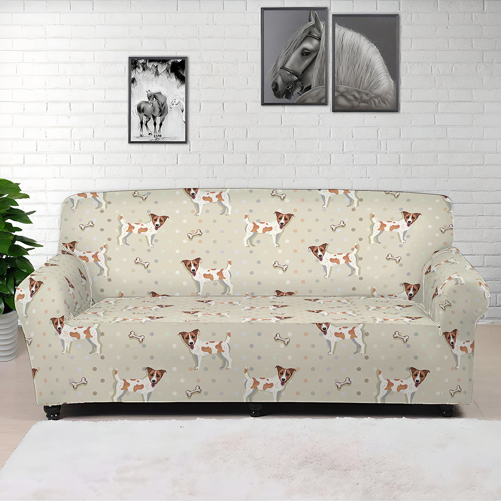 Polka Dot Jack Russell Terrier Print Sofa Cover