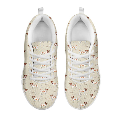 Polka Dot Jack Russell Terrier Print White Sneakers
