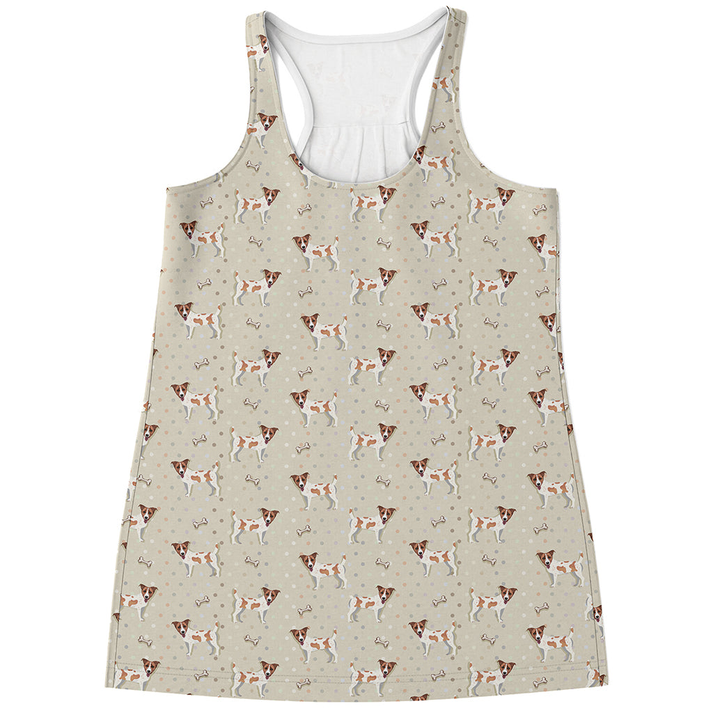 Polka Dot Jack Russell Terrier Print Women's Racerback Tank Top