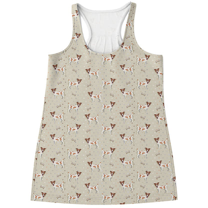 Polka Dot Jack Russell Terrier Print Women's Racerback Tank Top