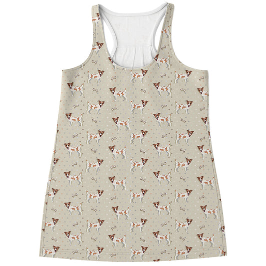 Polka Dot Jack Russell Terrier Print Women's Racerback Tank Top