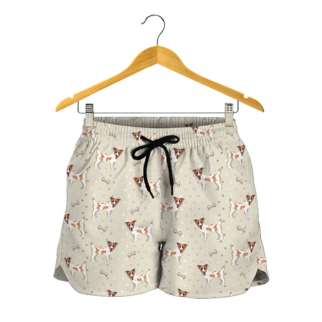 Polka Dot Jack Russell Terrier Print Women's Shorts