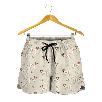 Polka Dot Jack Russell Terrier Print Women's Shorts