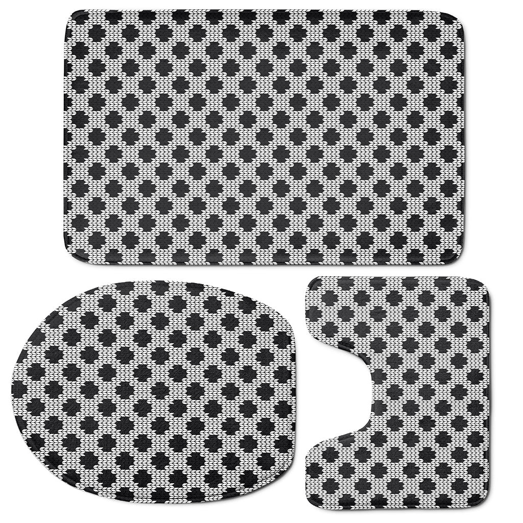 Polka Dot Knitted Pattern Print 3 Piece Bath Mat Set