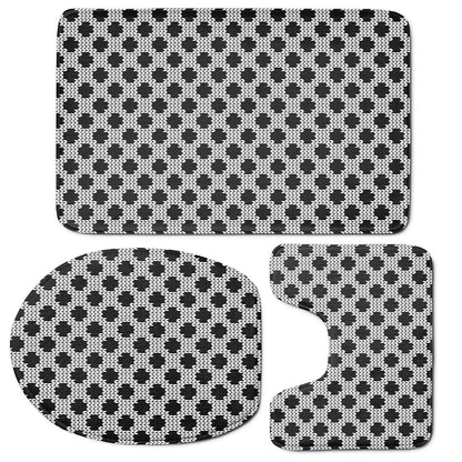 Polka Dot Knitted Pattern Print 3 Piece Bath Mat Set