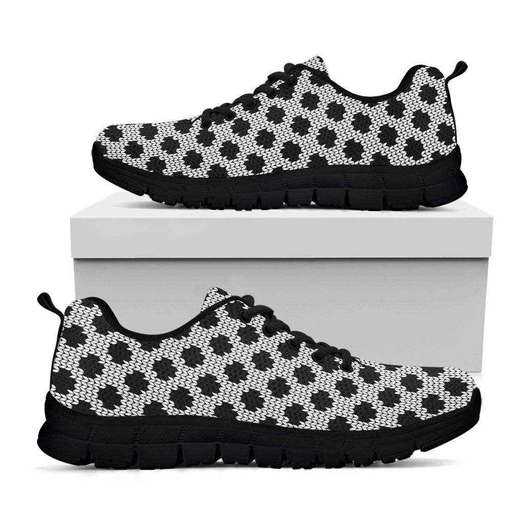 Polka Dot Knitted Pattern Print Black Sneakers