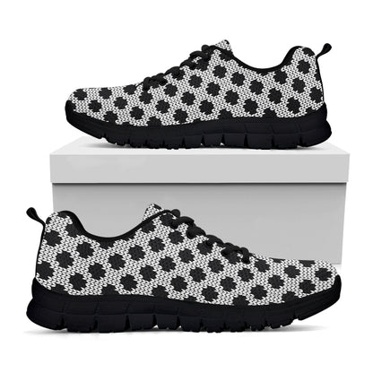 Polka Dot Knitted Pattern Print Black Sneakers