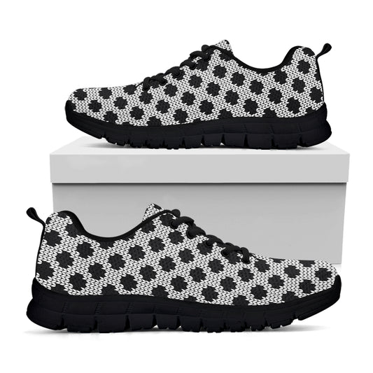 Polka Dot Knitted Pattern Print Black Sneakers